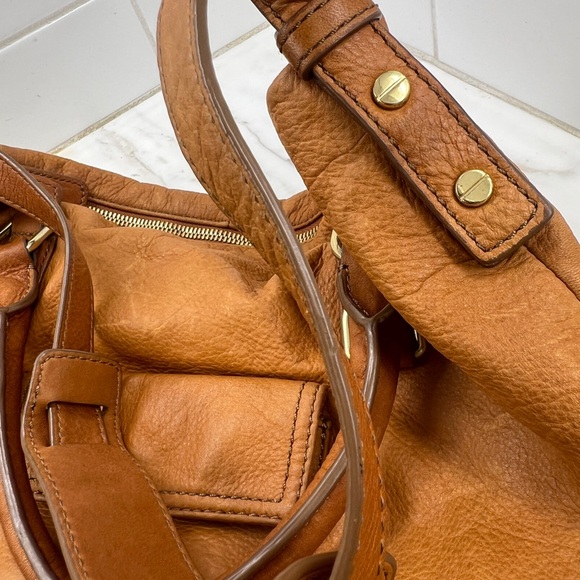 J. Crew 🧡 Marlow Cognac Brown Leather 🧡 Two Tone Hobo Bag Purse Tote - Picture 11 of 15